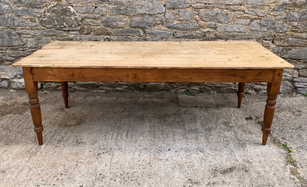 Large Antique Pine Farmhouse Table View XIII