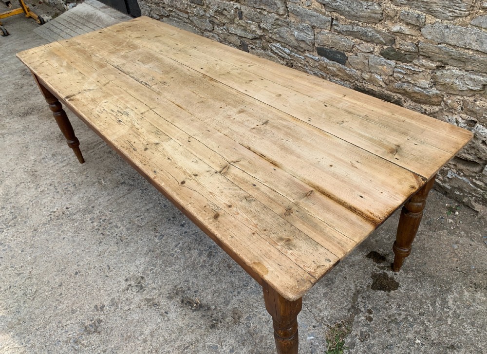 Large Antique Pine Farmhouse Table View XIV