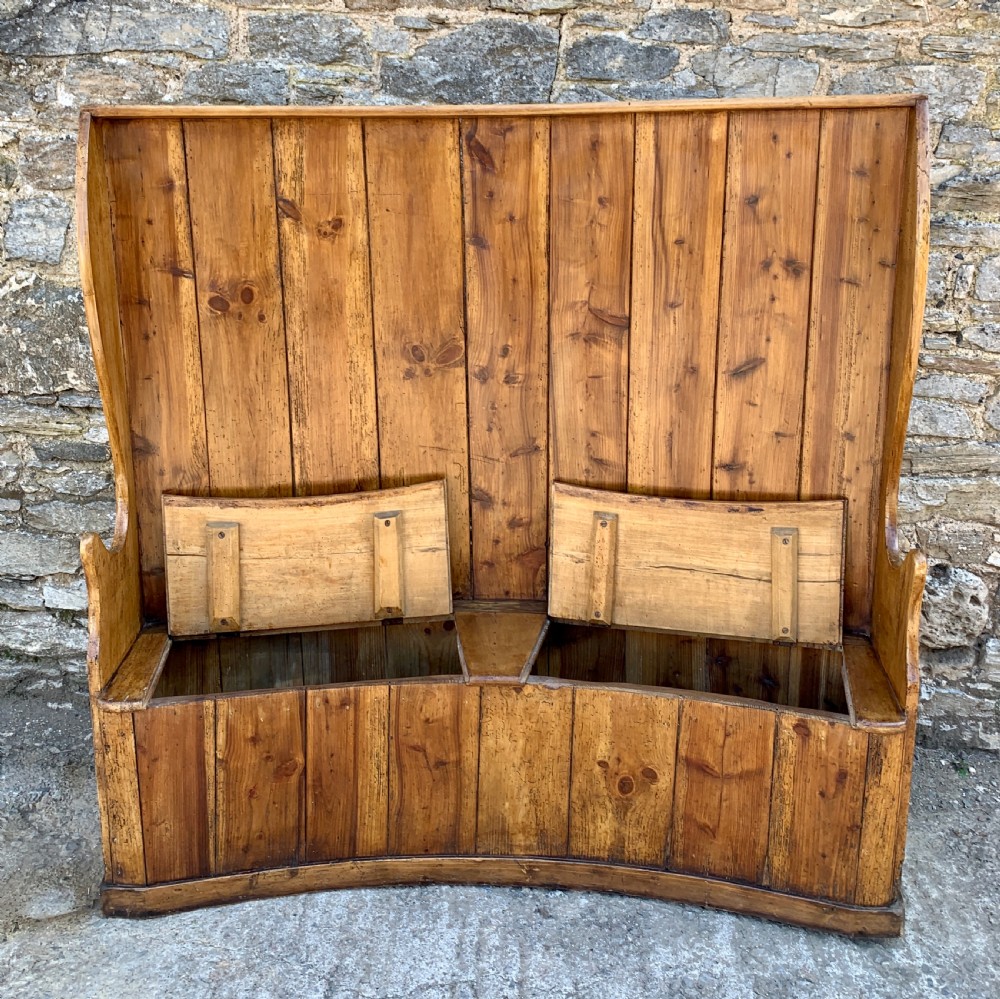 Large Antique Pine Box Settle View V