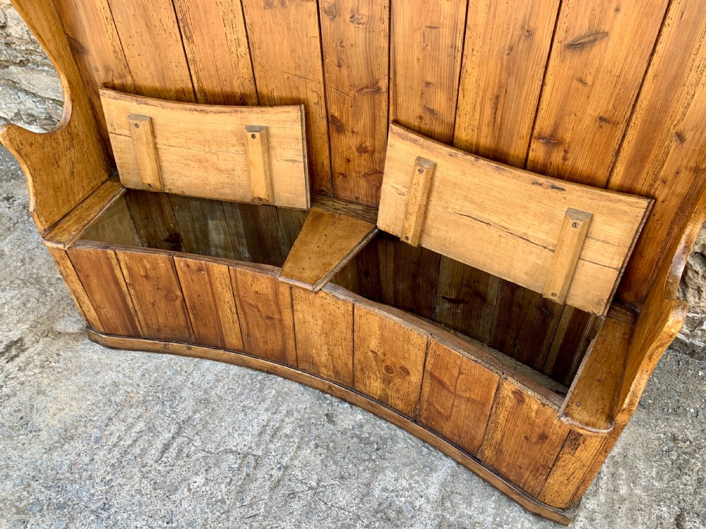 Large Antique Pine Box Settle View VII
