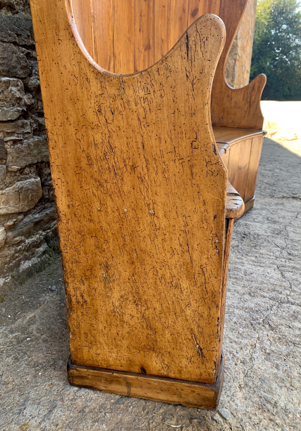 Large Antique Pine Box Settle View XV