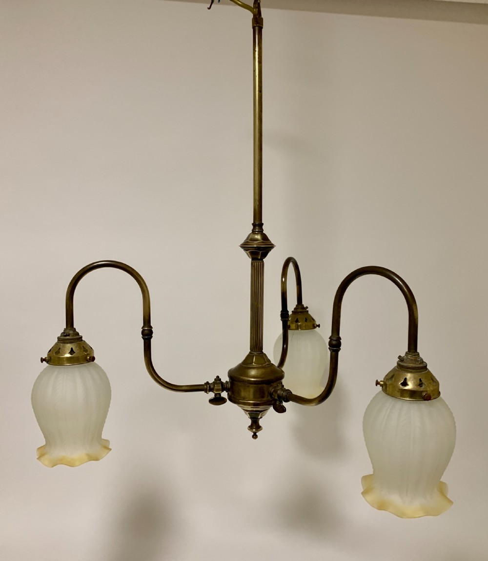 Antique Brass 3 Arm Chandelier View IV