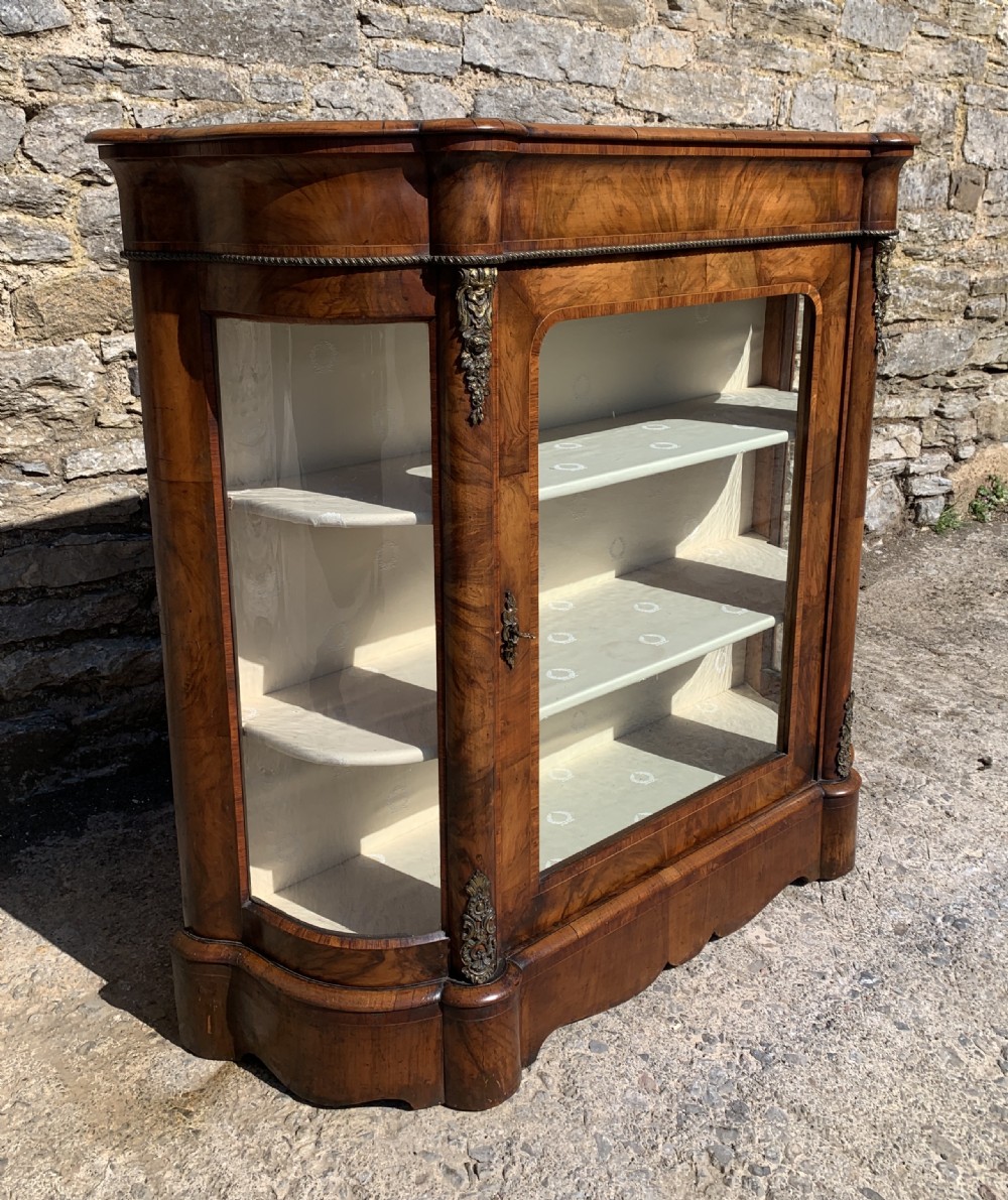 Victorian Walnut Credenza Display Cabinet View II