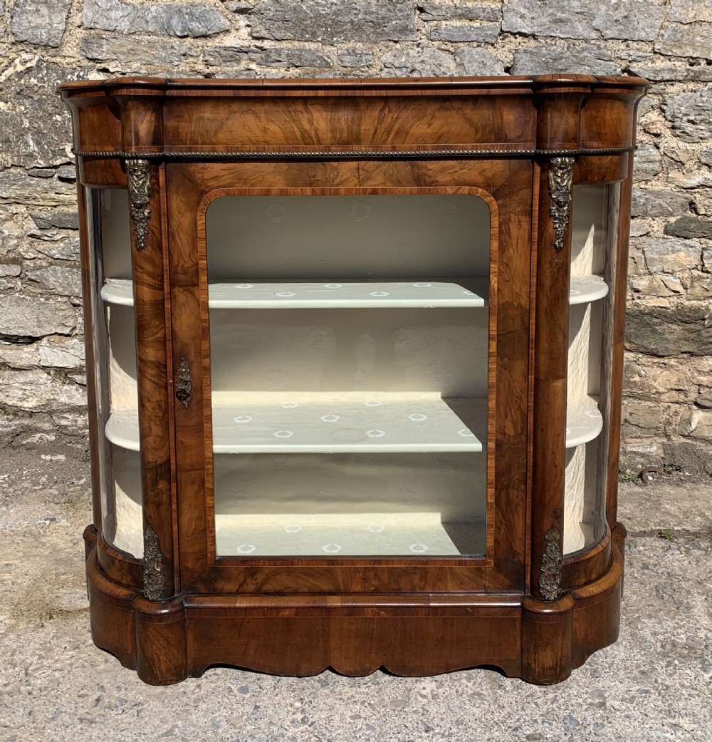 Victorian Walnut Credenza Display Cabinet