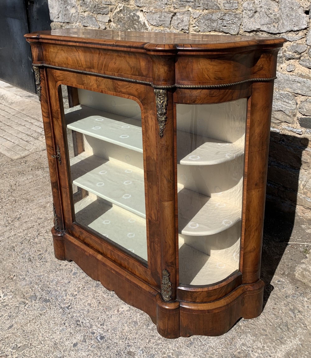 Victorian Walnut Credenza Display Cabinet View III