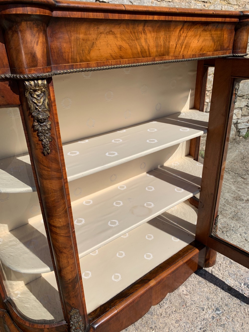 Victorian Walnut Credenza Display Cabinet View VI