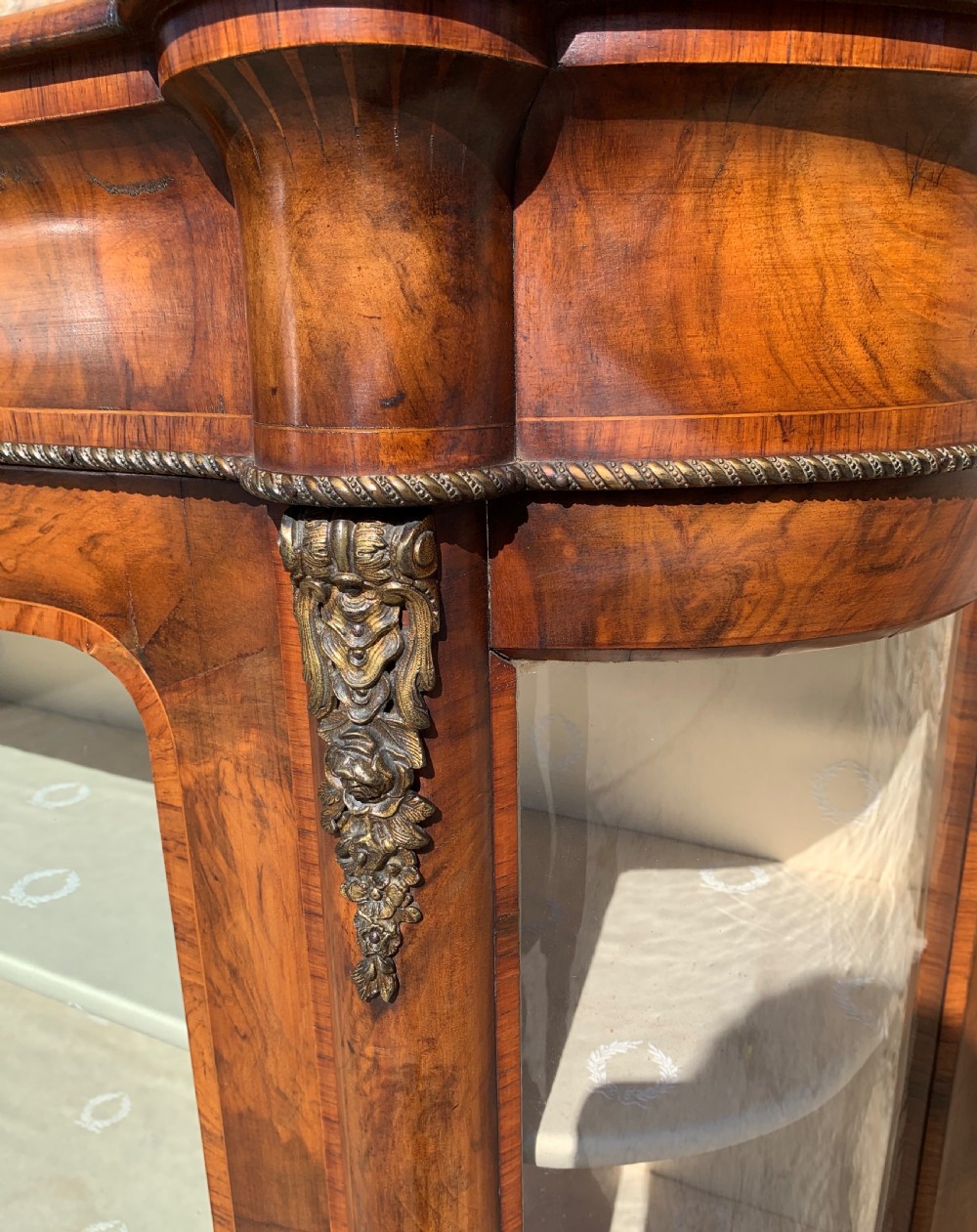 Victorian Walnut Credenza Display Cabinet View IX