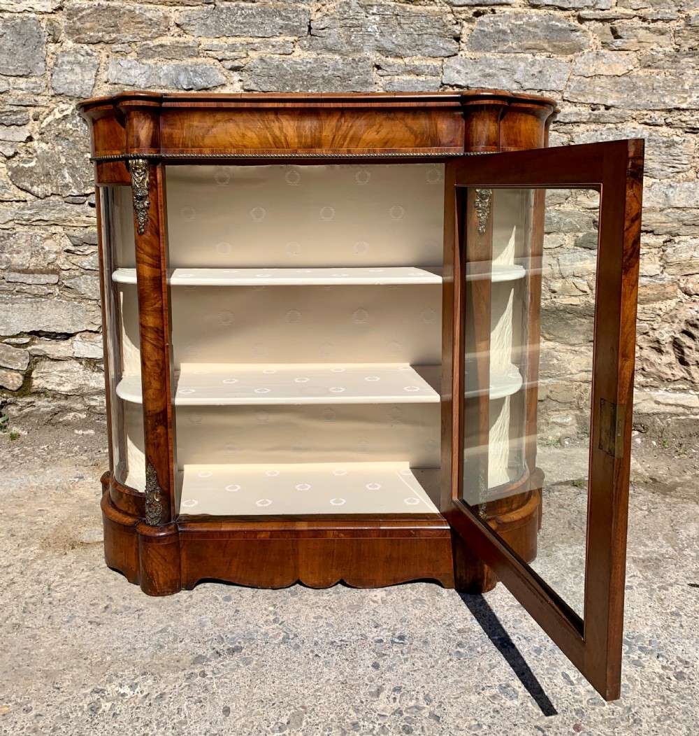 Victorian Walnut Credenza Display Cabinet View X