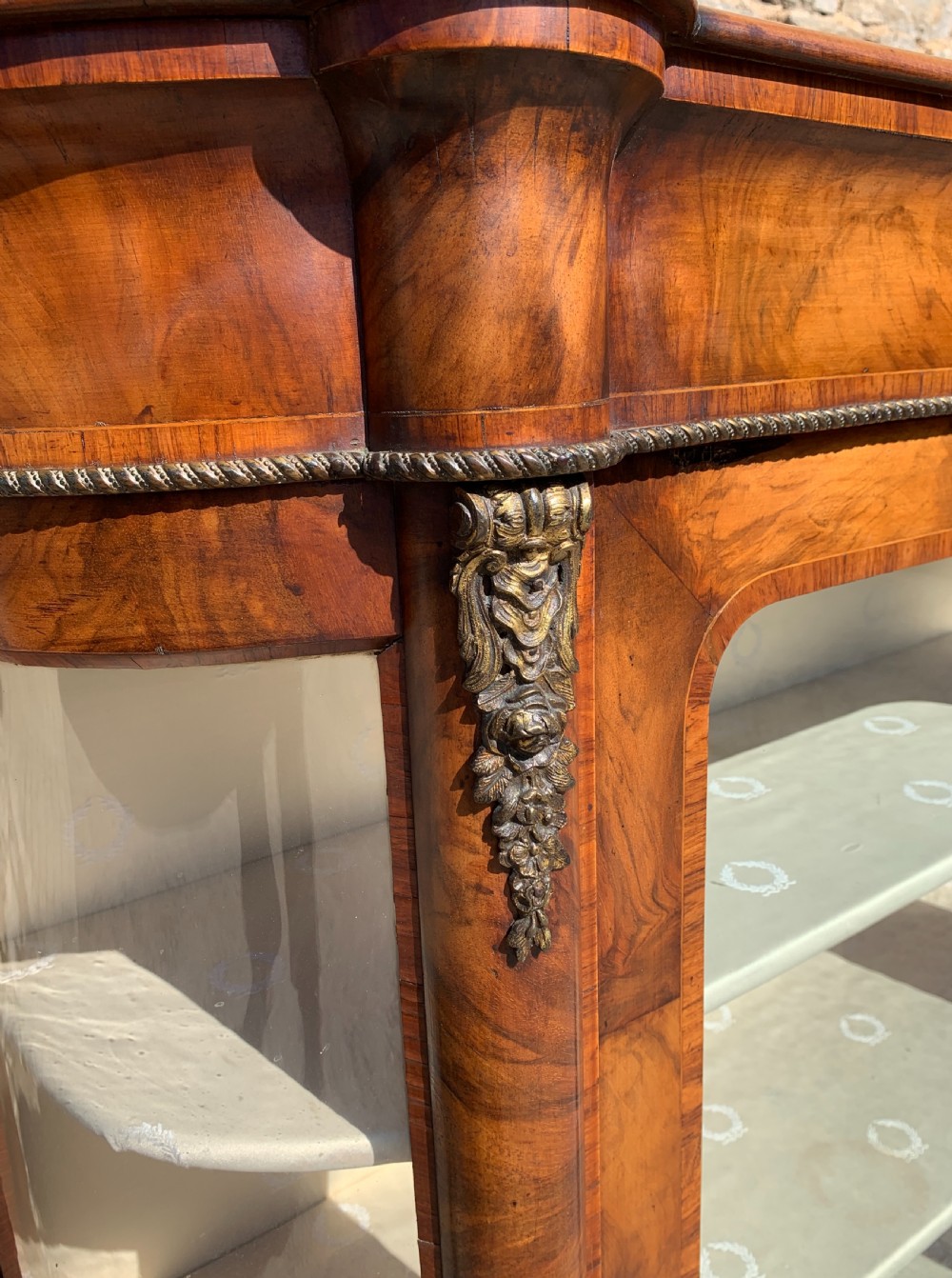 Victorian Walnut Credenza Display Cabinet View XIV
