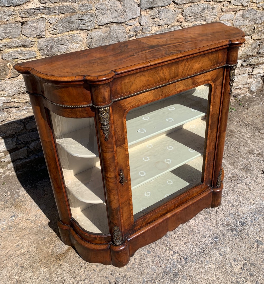 Victorian Walnut Credenza Display Cabinet View XV