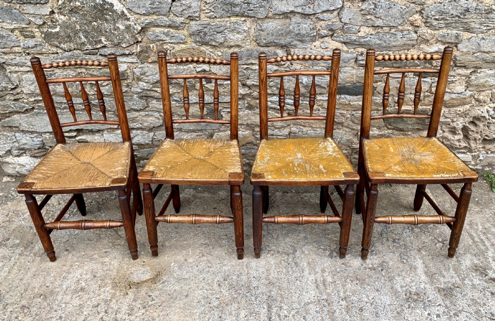 Set of 4 Antique Elm Country Chairs View IV