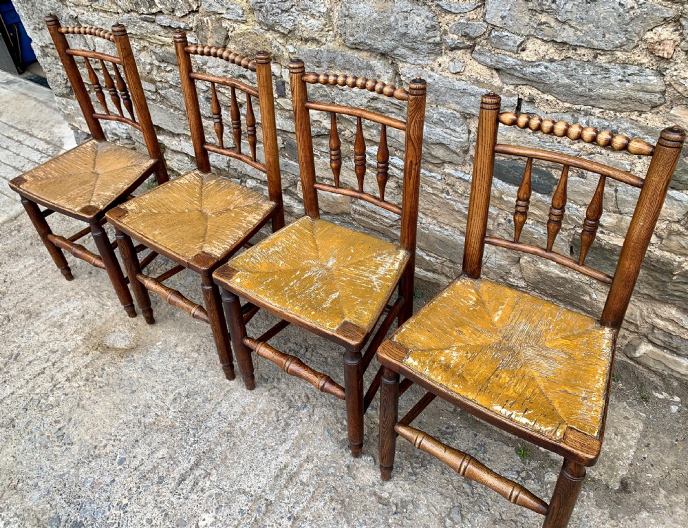 Set of 4 Antique Elm Country Chairs View V