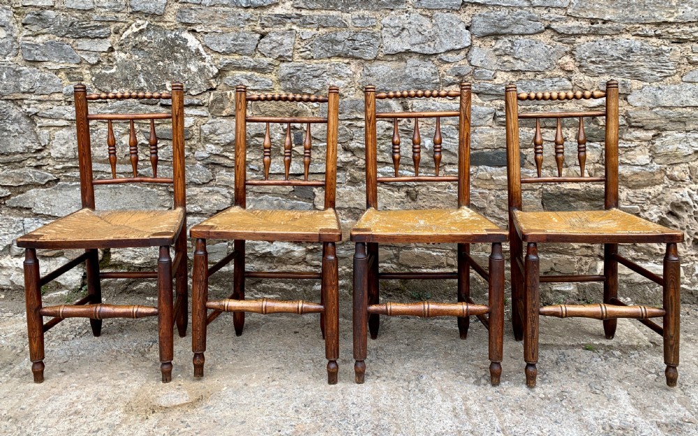 Set of 4 Antique Elm Country Chairs View VI