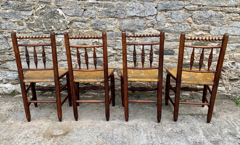 Set of 4 Antique Elm Country Chairs View IX