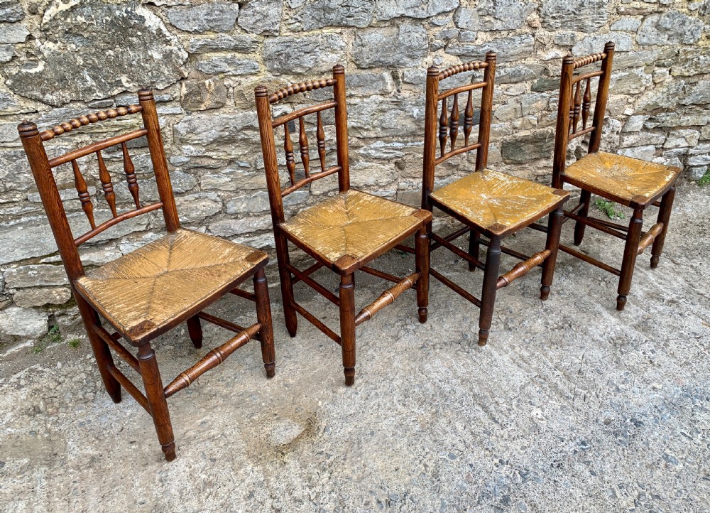 Set of 4 Antique Elm Country Chairs View XIII