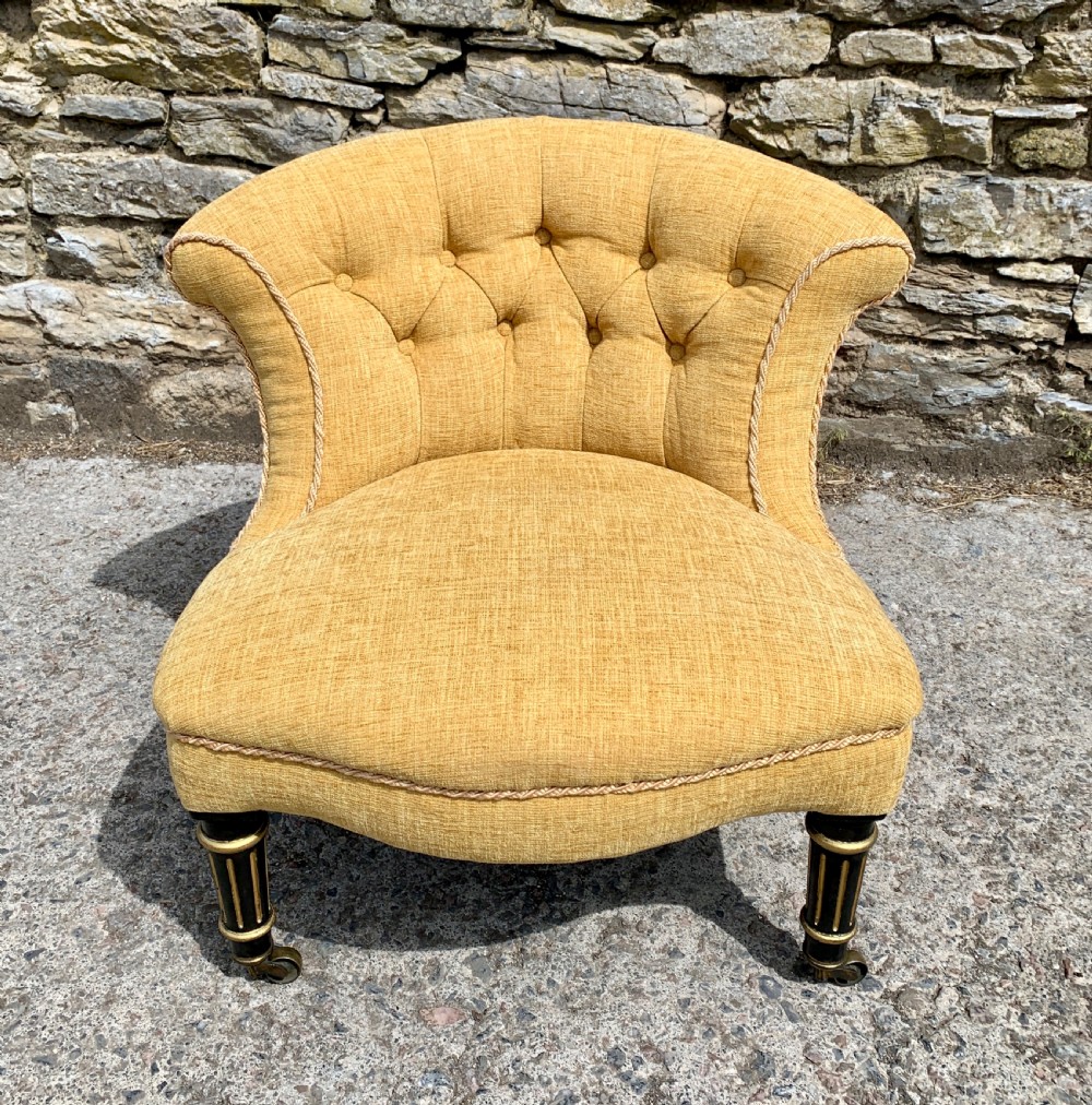 Small Antique Victorian Upholstered Salon Chair