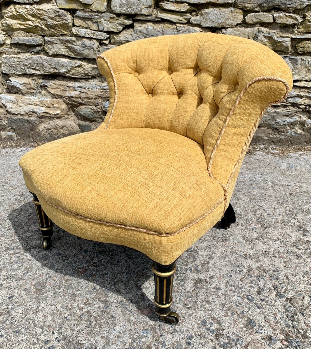 Small Antique Victorian Upholstered Salon Chair View III