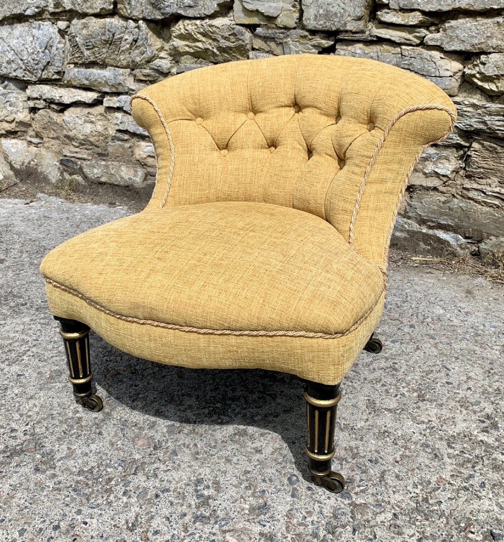 Small Antique Victorian Upholstered Salon Chair View IV