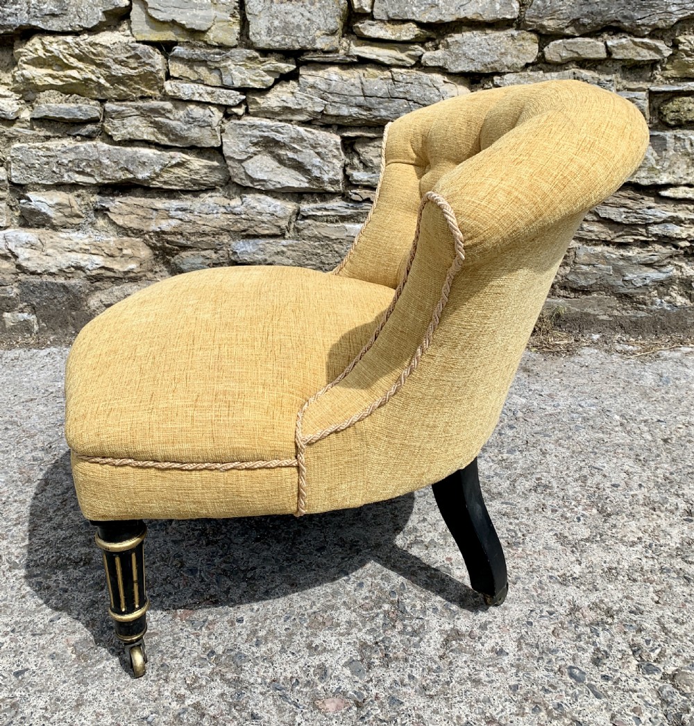 Small Antique Victorian Upholstered Salon Chair View VI