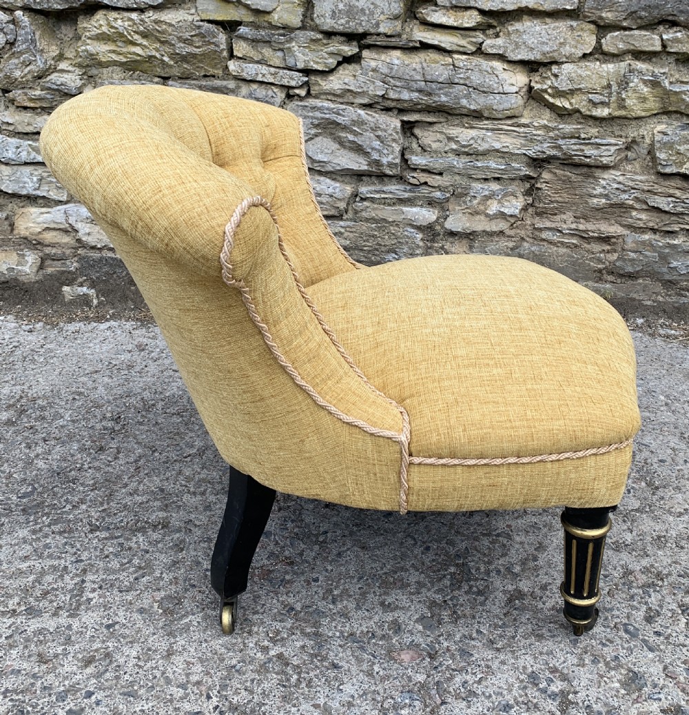 Small Antique Victorian Upholstered Salon Chair View IX