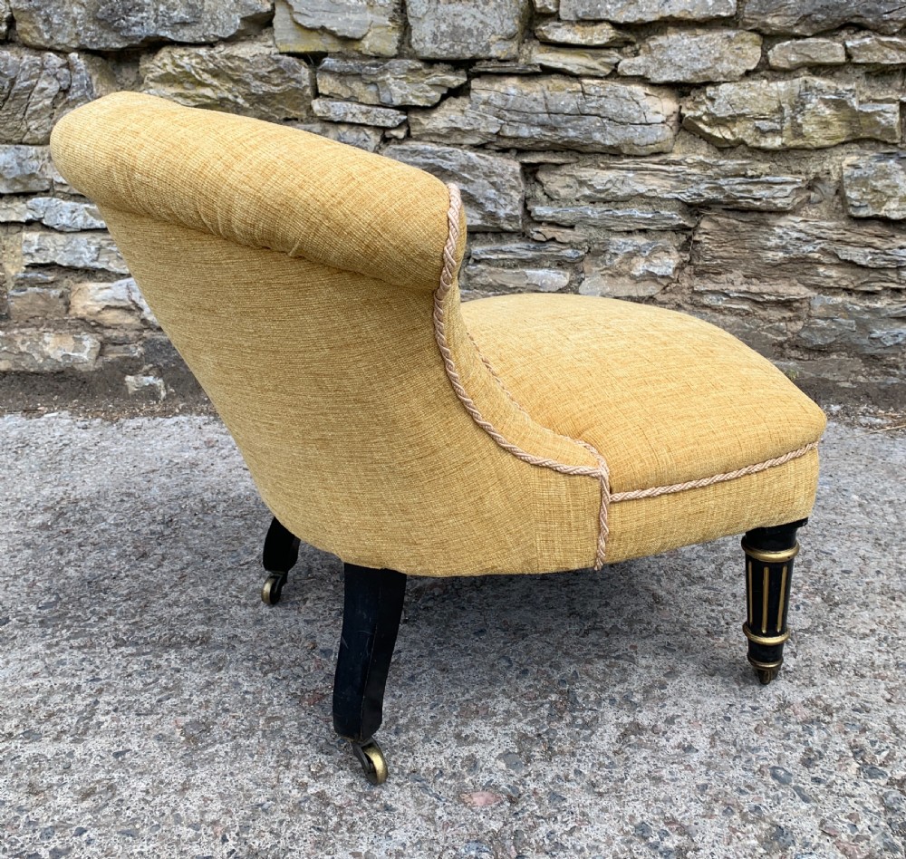 Small Antique Victorian Upholstered Salon Chair View X