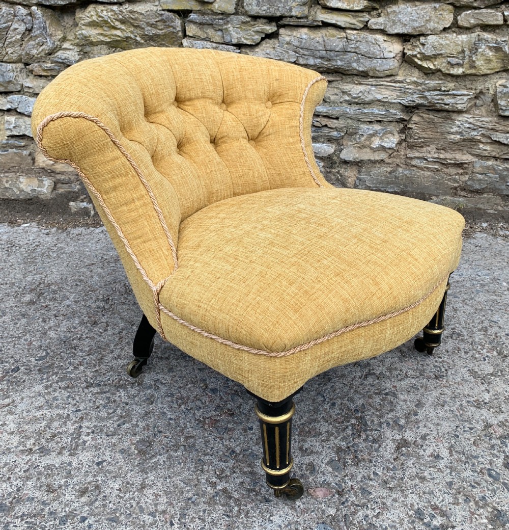 Small Antique Victorian Upholstered Salon Chair View XI
