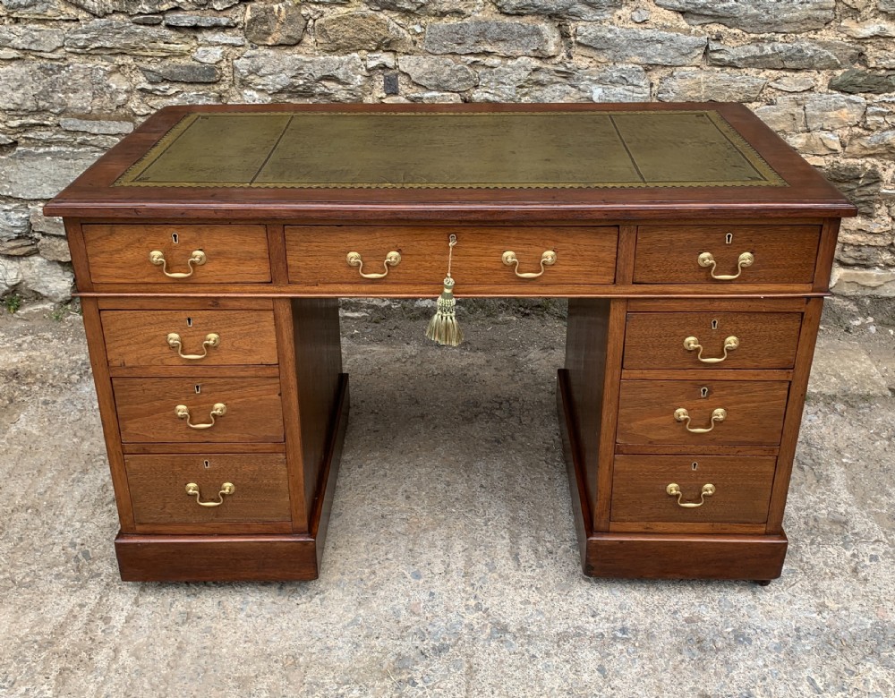 Antique Mahogany Pedestal Writing Desk