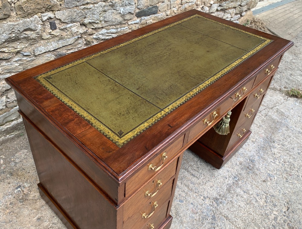 Antique Mahogany Pedestal Writing Desk View VI