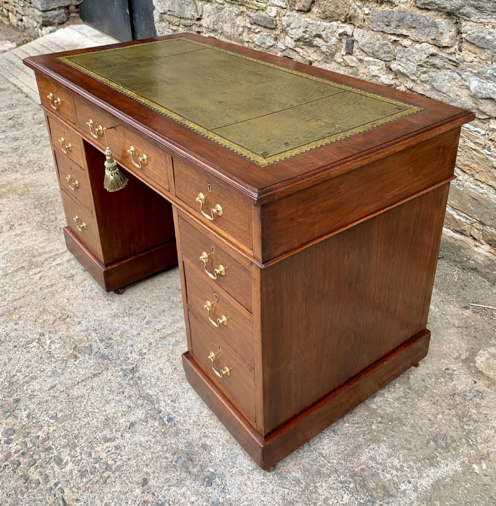Antique Mahogany Pedestal Writing Desk View X