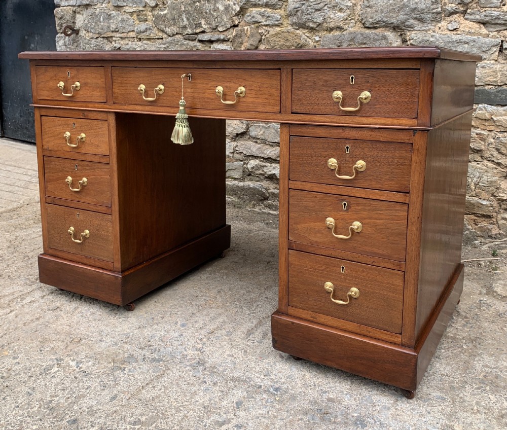 Antique Mahogany Pedestal Writing Desk View XI