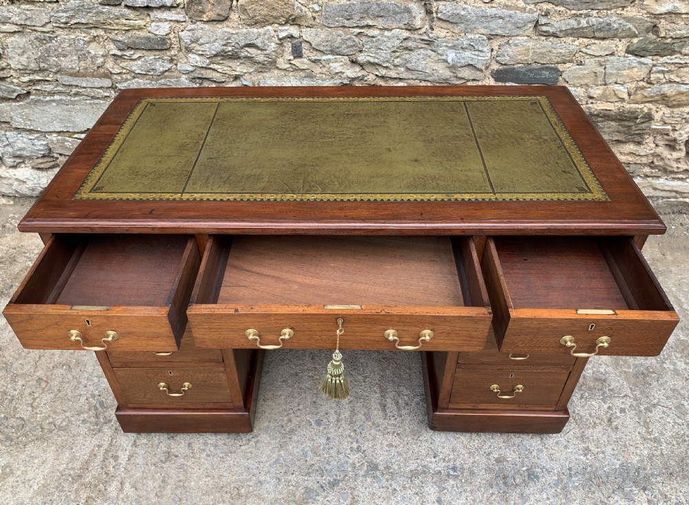 Antique Mahogany Pedestal Writing Desk View XIII