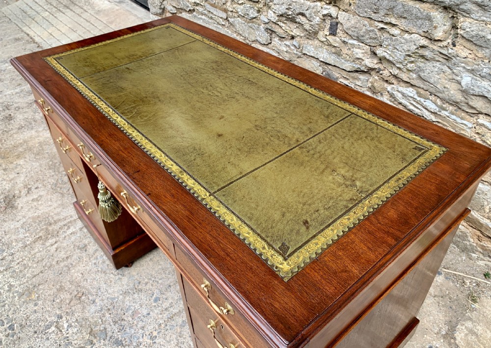 Antique Mahogany Pedestal Writing Desk View XIV