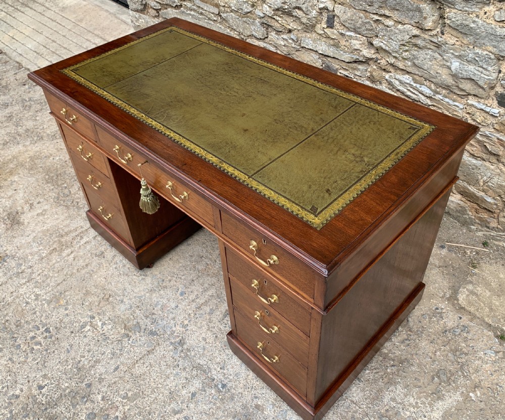 Antique Mahogany Pedestal Writing Desk View XV