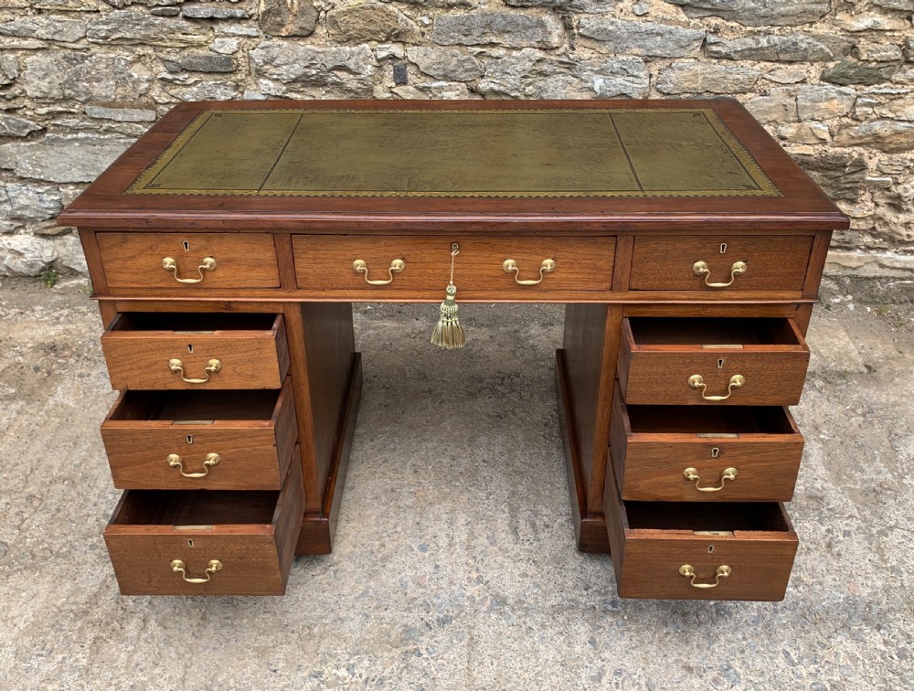 Antique Mahogany Pedestal Writing Desk View XVIII