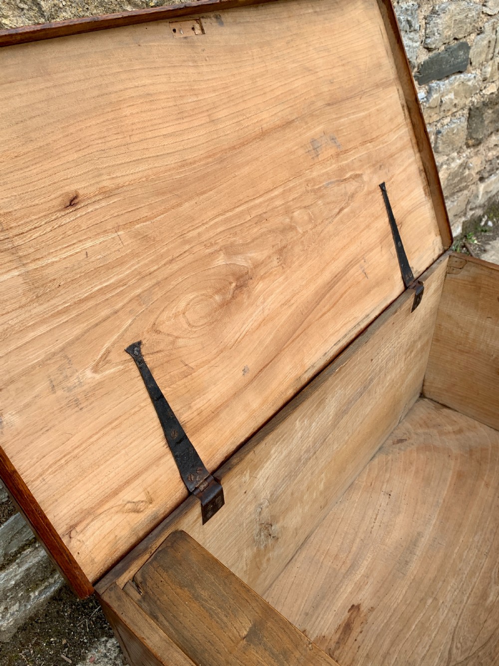 Antique Elm Blanket Box View IX