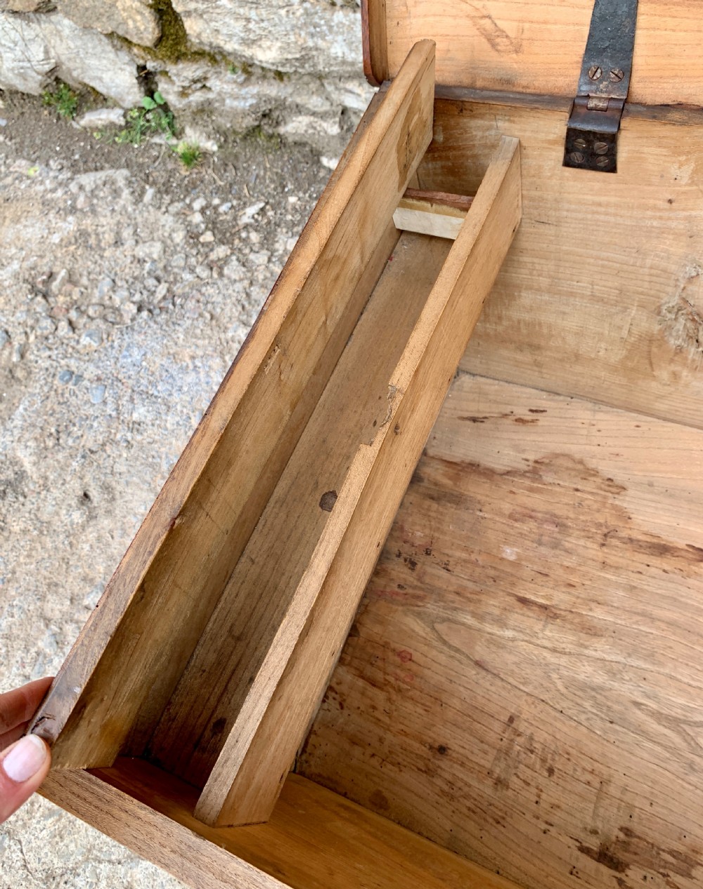 Antique Elm Blanket Box View XI