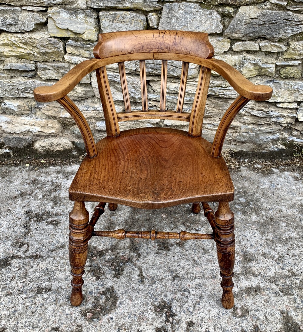 Antique Beech and Elm Captains Chair