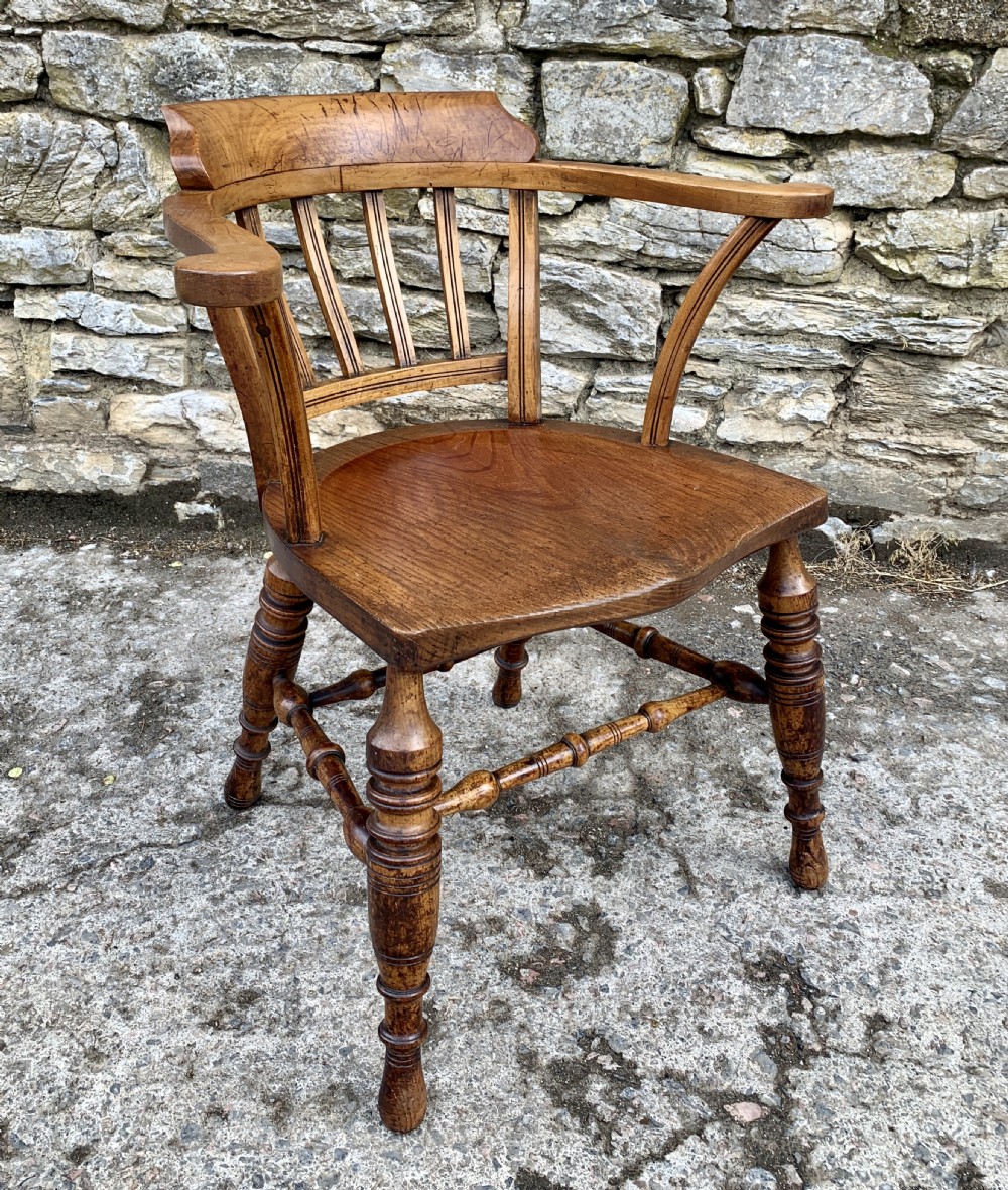 Antique Beech and Elm Captains Chair View VIII