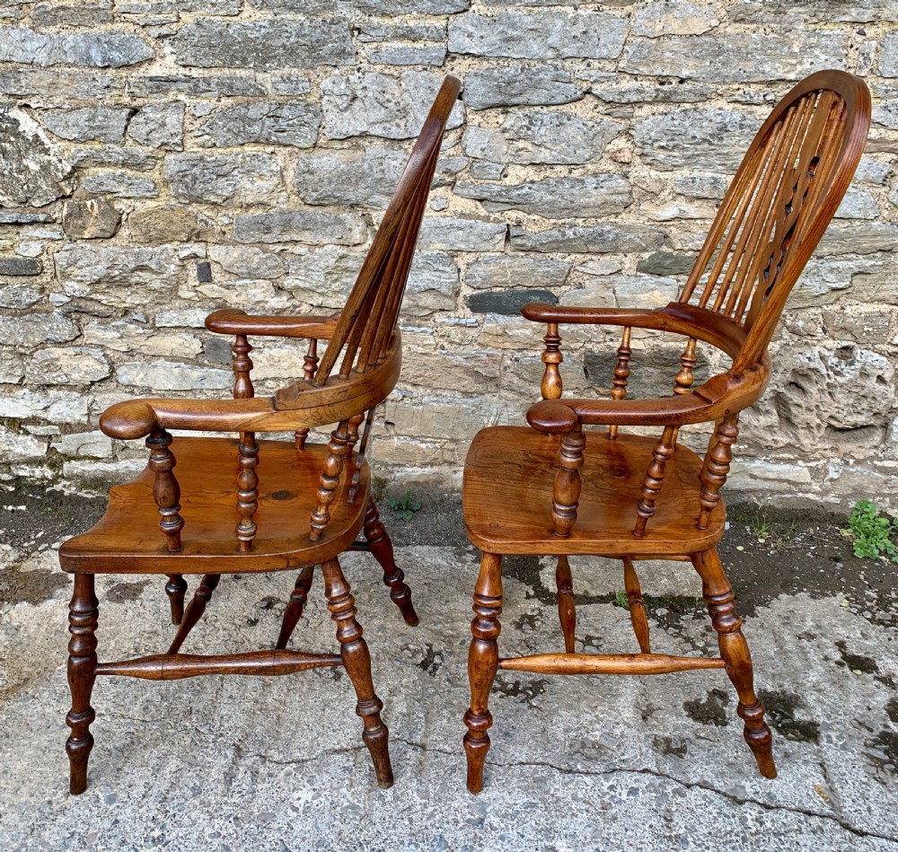 Pair of Antique Broad Arm Windsor Chairs View II