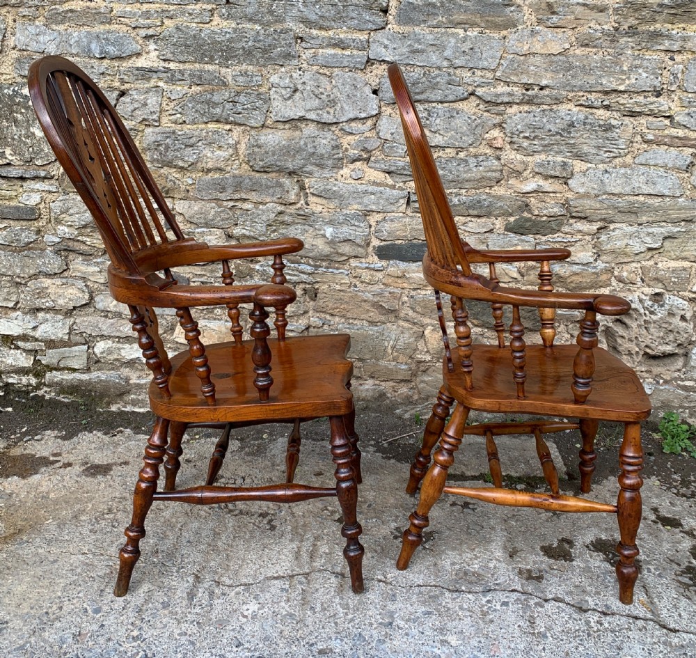 Pair of Antique Broad Arm Windsor Chairs View III