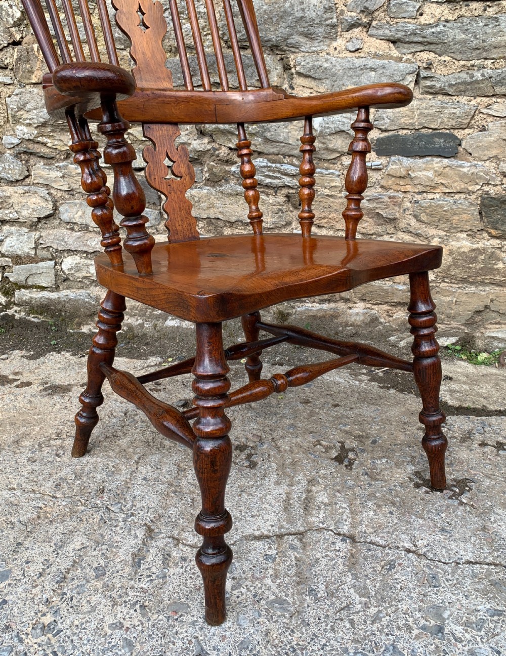 Pair of Antique Broad Arm Windsor Chairs View XII