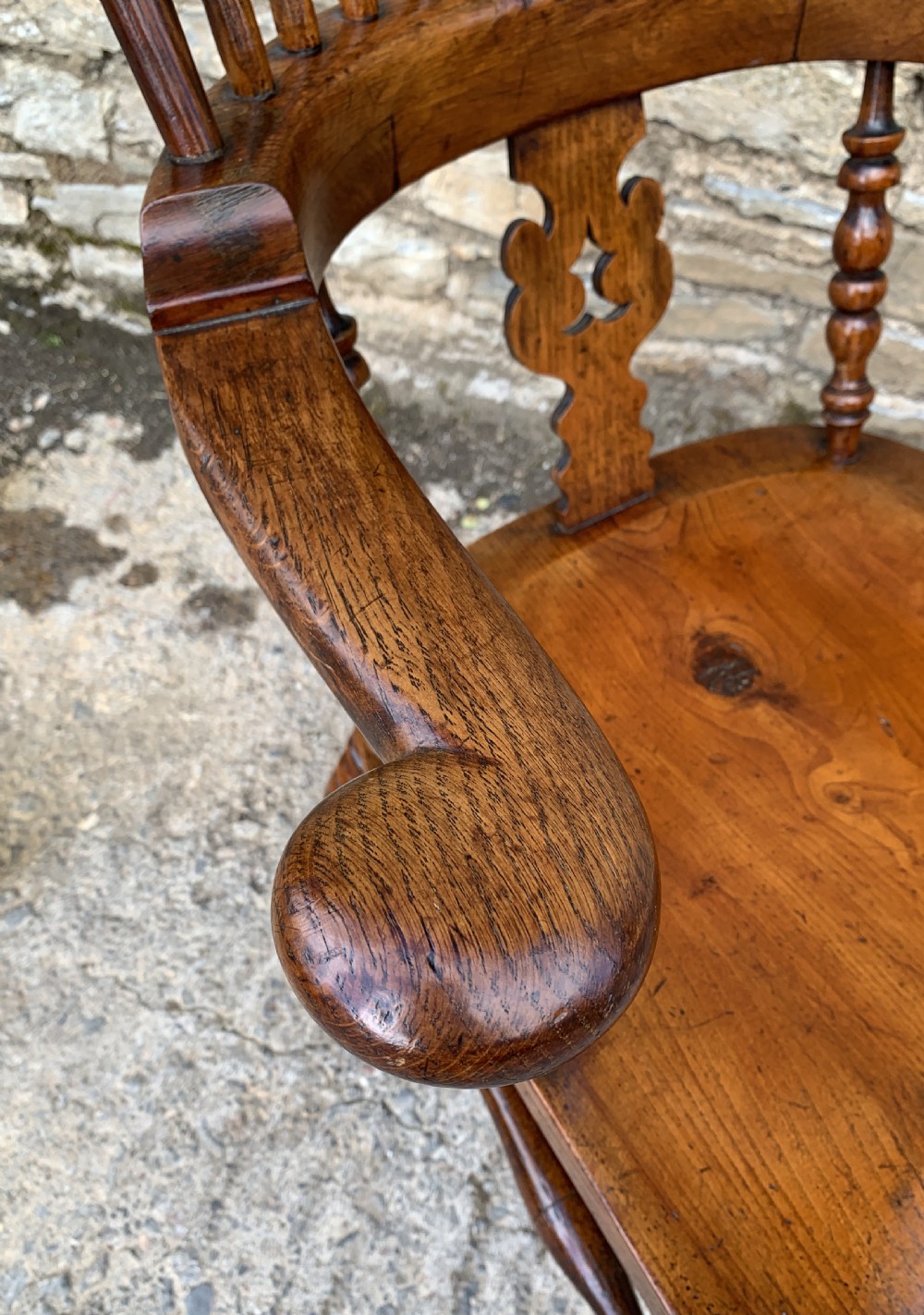 Pair of Antique Broad Arm Windsor Chairs View XVII