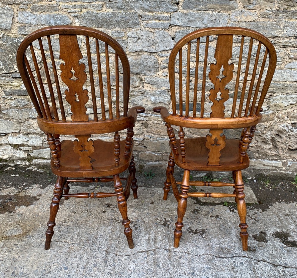 Pair of Antique Broad Arm Windsor Chairs View XIX