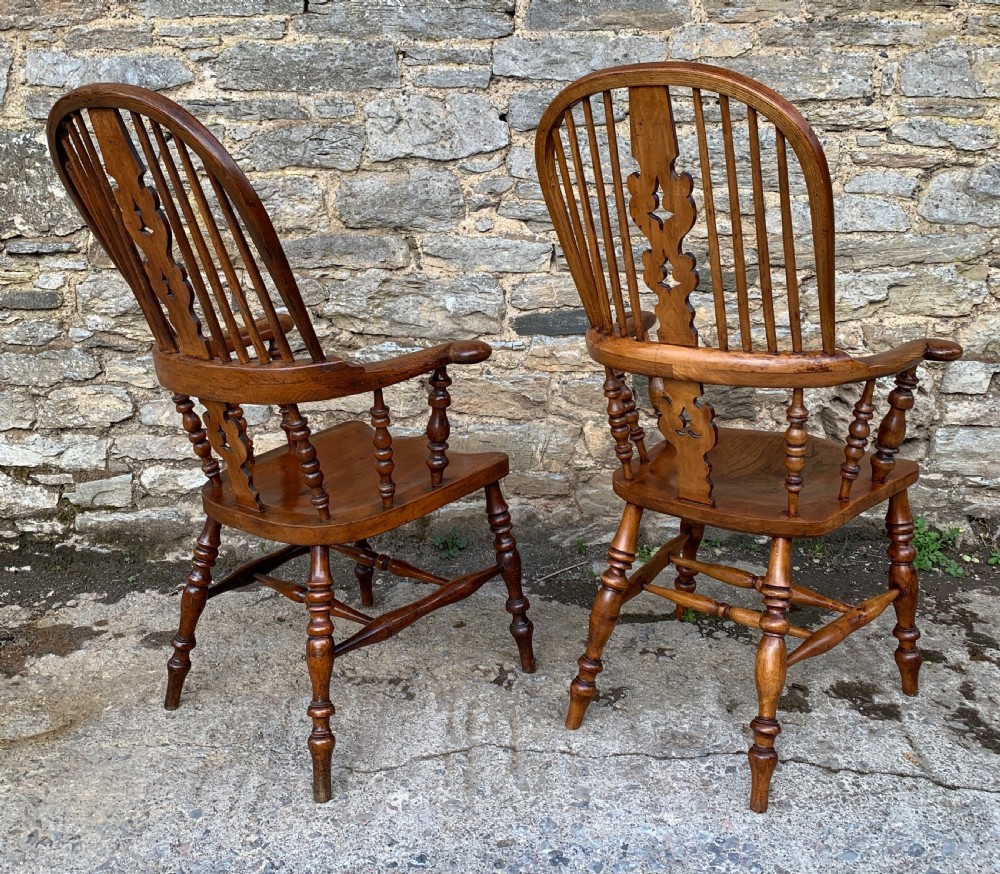 Pair of Antique Broad Arm Windsor Chairs View XX