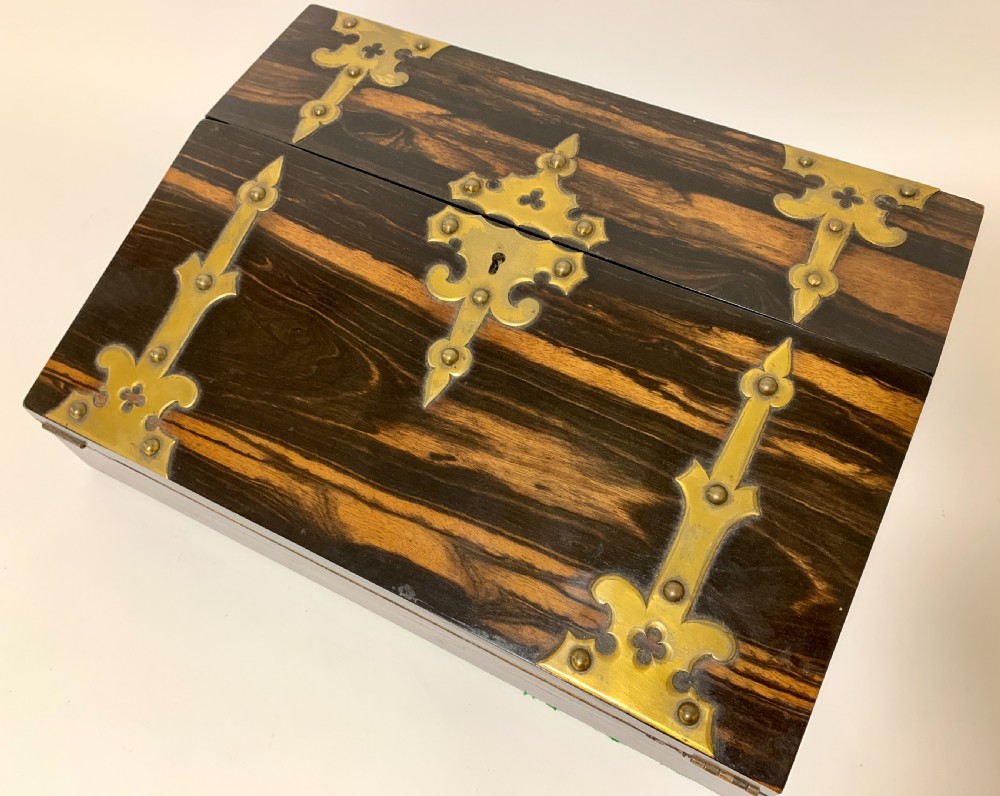 Victorian Coromandel Brass Bound Writing Slope View VIII