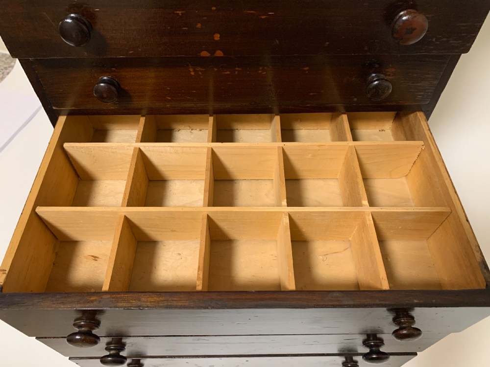 Antique Tabletop Collectors Specimen Cabinet Drawers View VI