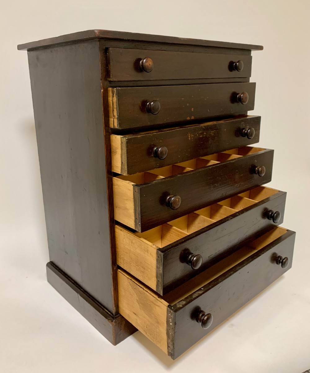 Antique Tabletop Collectors Specimen Cabinet Drawers View VII