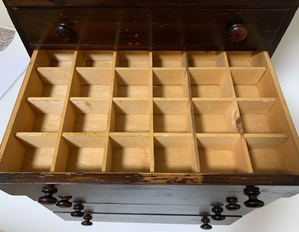 Antique Tabletop Collectors Specimen Cabinet Drawers View X