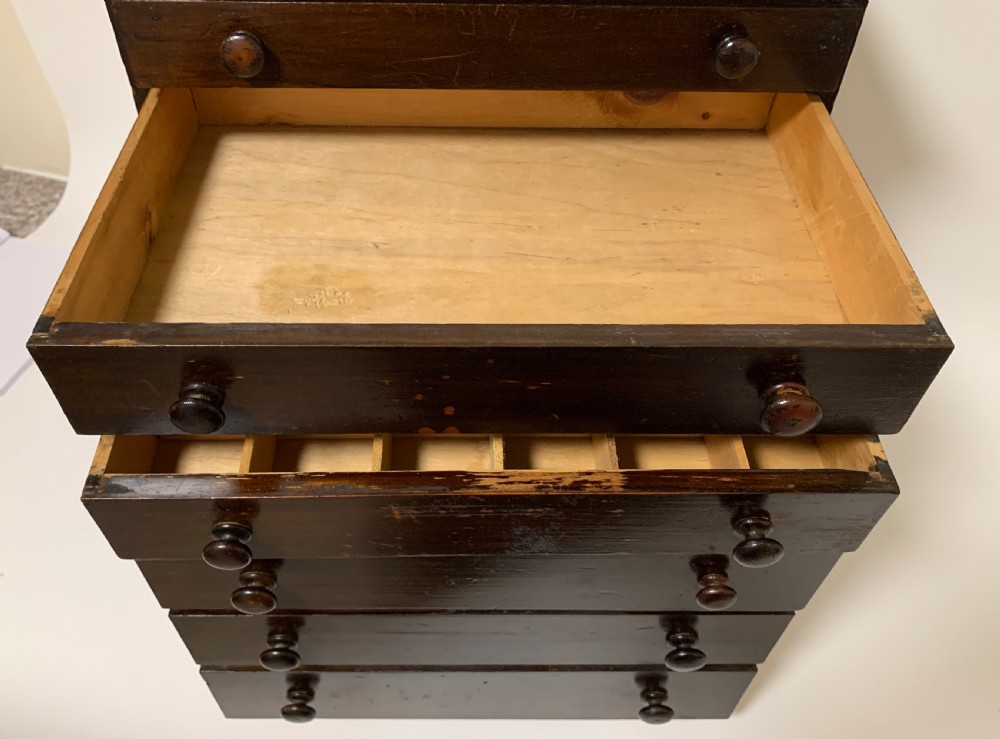 Antique Tabletop Collectors Specimen Cabinet Drawers View XI
