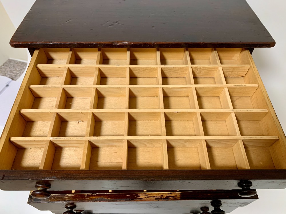 Antique Tabletop Collectors Specimen Cabinet Drawers View XV